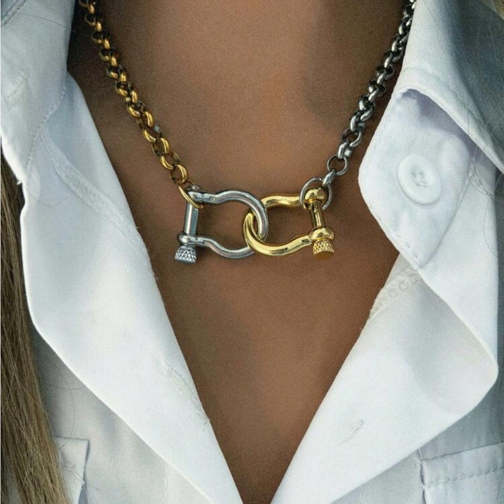 SHEIN Two-tone Horseshoe Necklace